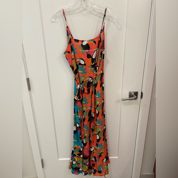 Farm Rio x Anthropologie Toucans Wrap Maxi Dress Size Medium - Picture 12 of 13